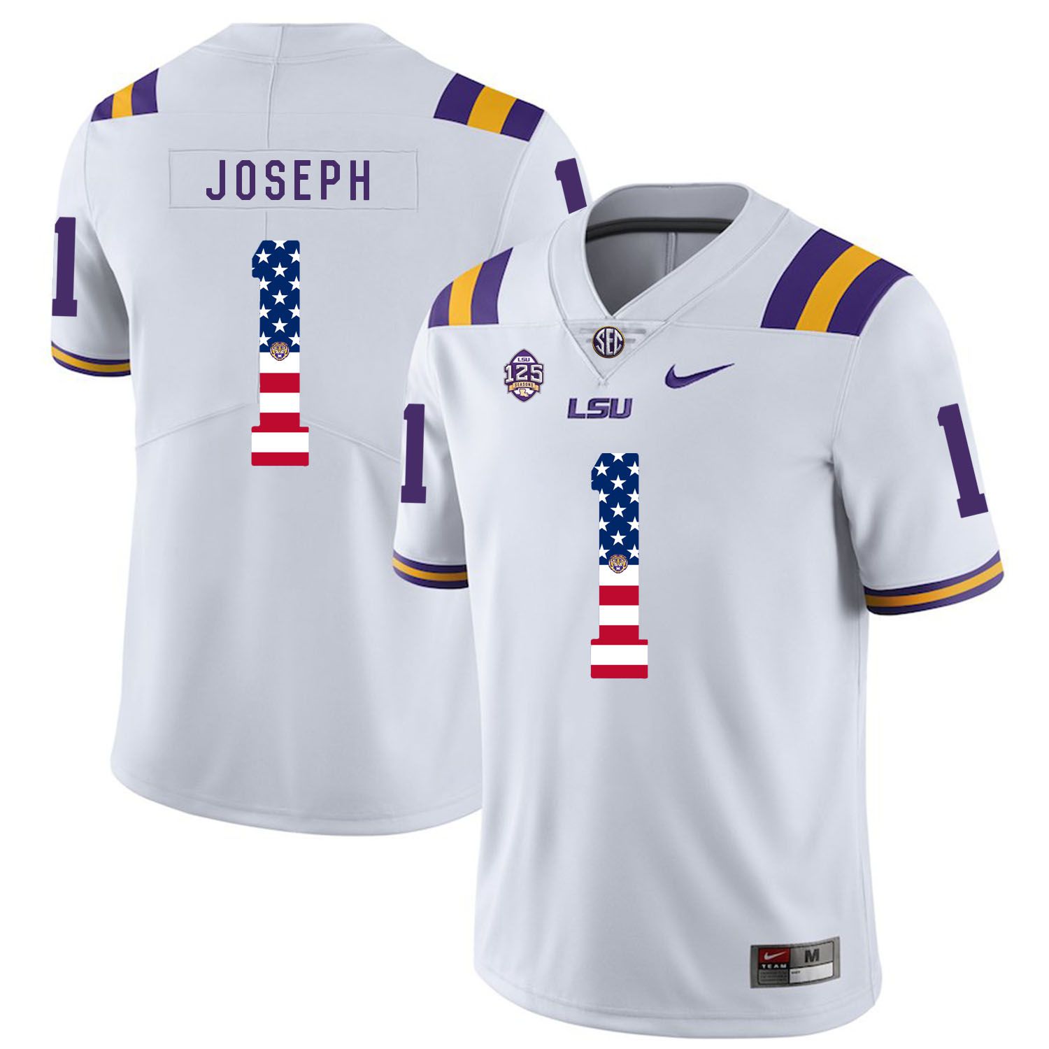 Men LSU Tigers #1 Joseph White Flag Customized NCAA Jerseys->customized ncaa jersey->Custom Jersey